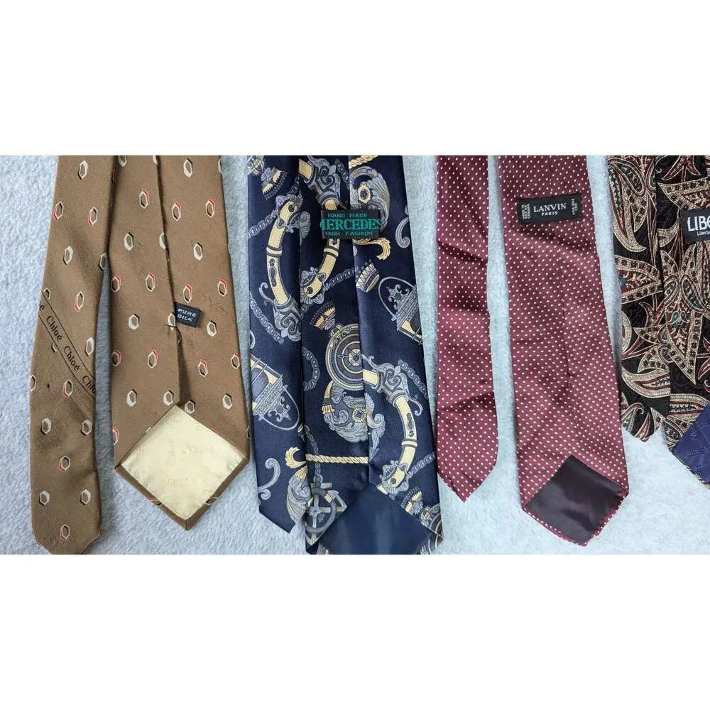 Chloe Mercedes Lanvin Liberty Oscar De La Renta Designer Neck Tie Lot of 5 Silk‎